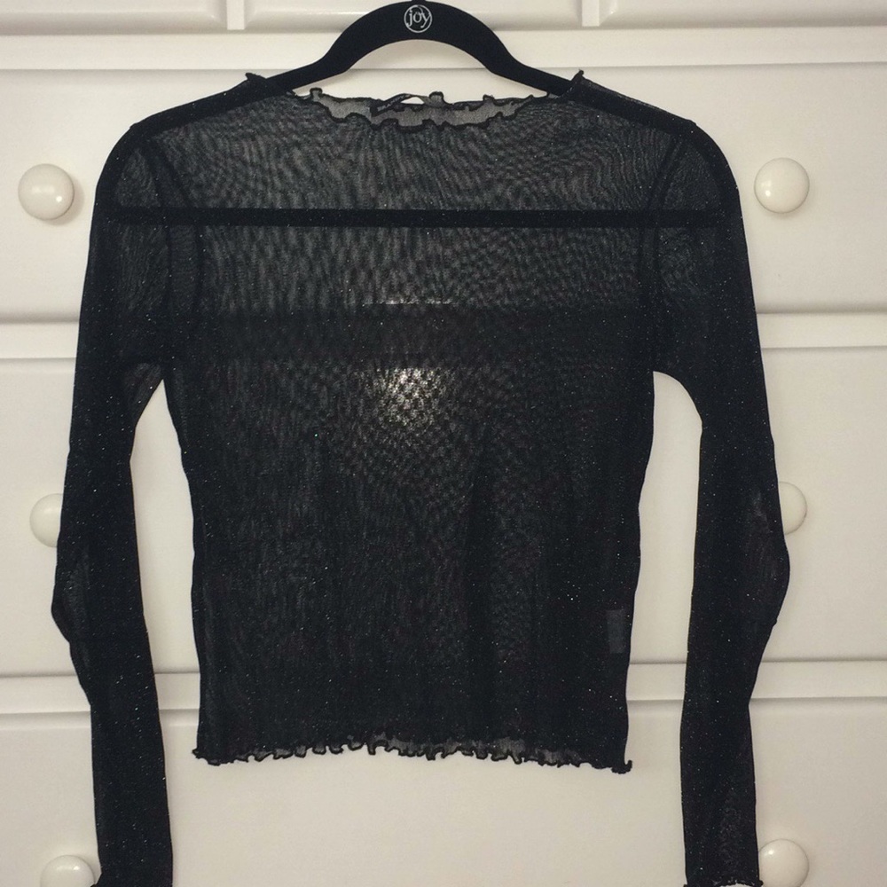 Brandy Melville Black Sparkly Sheer Top